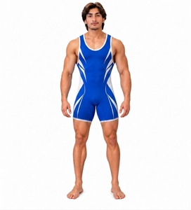 Débardeur de compression sans manches pour homme, bleu et blanc, col rond, en spandex et polyester, respirant, sans couture, imprimé, vêtements de sport pour toutes les saisons - Product Image 1