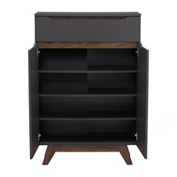 Meuble de rangement multifonctionnel contemporain et classique avec finition noyer et couleur noire, fabriqué en Malaisie, pour salon