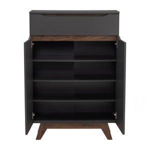 Meuble multifonction MANDO contemporain en noyer et noir, fabriqué en Malaisie, unité de rangement industrielle pour bureau - Product Image 3