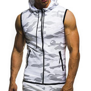 Débardeur à Capuche Zippé pour Homme, Sans Manches, pour Entraînement et Gym, Camouflage, Coupe Slim, 100% Coton Respirant, Fitness - Product Image 5