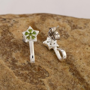 2026 <b>Top</b> Seller Wholesale Solid 925 Sterling Silver Star Shape Natural Peridot Gemstone Dangle <b>Earrings</b> For Women's Fine Jewelry - Product Image 4