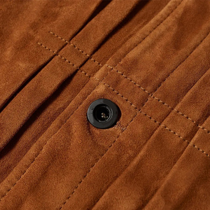 Chemise-veste en daim marron pour homme, col rabattu, style décontracté, coupe classique, simple boutonnage, poches, idéale pour l'automne - Product Image 6
