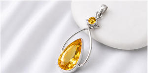 Natural Citrine Silver Pendant, 925 Sterling Silver Pear Cut Citrine <b>Necklace</b>, Handmade November Birthstone Jewelry, - Product Image 3