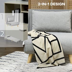 Divano Letto 2-in-1 Grigio con Schienale Regolabile, Braccioli Pieghevoli e Contenitore, Imbottitura in Schiuma per Soggiorno - Product Image 6