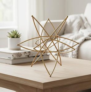 Golden Geometric Metal Sculpture Modern Handmade <b>Table</b> Artifact Showpiece for Living Room Home Decor - Product Image 6