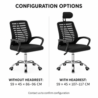 Chaise de bureau commerciale moderne en maille avec appui-tête réglable, base chromée et accoudoirs fixes pour hôtels et écoles