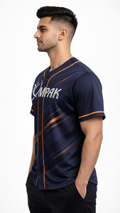 Camiseta de béisbol con botones y estampado por sublimación de primera calidad, diseñada para hombres que practican deportes activos y para uso en branding. - Product Image 5