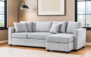 Muebles de Salón con Patas de Madera, Sofá Esquinero Moderno en Forma de L, Juego de 6 Plazas, Tapicería de Tela, Acolchado y Cómodo - Product Image 6