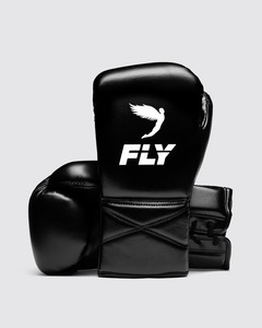 Gants de boxe MMA Fly Superlace Pro X 2 personnalisés en cuir de vachette véritable, avec poignées, pour sac de frappe, entraînement de boxeur, à lacets - Product Image 1