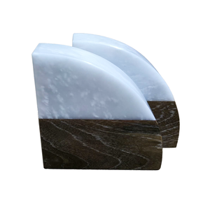 Wholesale Price High Quality Marble Wooden <b>Bookends</b> Engraved Design European Style Wedding Anniversary Gift Customized Packing - Product Image 4