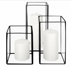 Home Decor Customised <b>Black</b> Table Top Outdoor Indoor Glass Candle Holder Farmhouse Floor & Event Decor <b>Lanterns</b> - Product Image 1