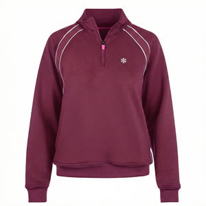 Veste de travail en molleton personnalisable avec logo, col montant, fermeture éclair quart, manches raglan, pull doux et extensible pour infirmières - Prix de gros - Product Image 5