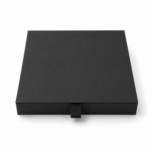 Eco-Friendly Black Wedding Invitation <b>Box</b> | Handmade German Rigid <b>Box</b> | <b>Book</b> Shaped | Four-Color | Ribbon Holder | Wholesale - Product Image 2