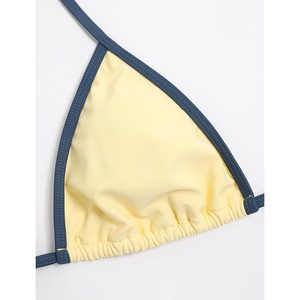 Simple Solid Color Bikini Set Padded Narrow Straps High Cut Bottom Plus Size Available - Product Image 5