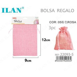Sacchetto Regalo Ilan Rosa 9x12 Cm con Cordoncino per Bomboniere - Product Image 1