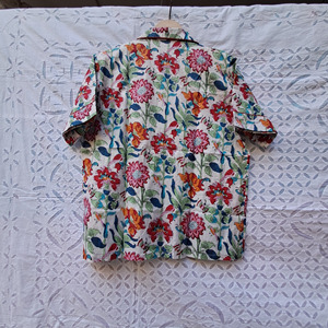 Luxurious Cotton Block Printing Fabric Short Pajama <b>Set</b> Button Down Shirt & Elastic Waist Short Bottom Women's Sleepwear Pjs <b>Set</b> - Product Image 3