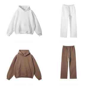 Ensemble de survêtements streetwear personnalisés pour hommes : sweat à capuche et pantalon de survêtement oversize, coupe ample et épaisse - Product Image 5