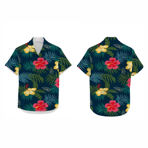 Nouvelle chemise d'été pour homme style hawaïen à col montant, respirante, en sergé, à manches courtes, boutonnée, décontractée, imprimée numériquement à motifs géométriques, pour la plage - Product Image 3