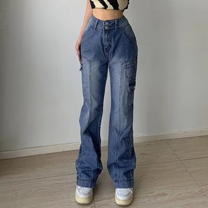 Pantalones Vaqueros Anchos para Mujer, Estilo Vintage, con Bolsillos, OEM ODM, Ropa Urbana - Product Image 3