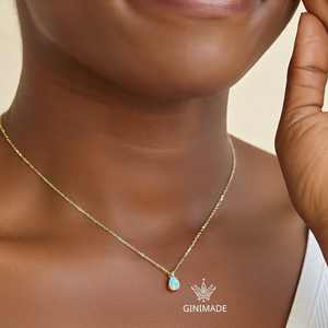 Minimaliste Or Opale Collier Poire Pendentif Dainty Octobre Pierre De Naissance Bijoux pour Demoiselle D'honneur Cadeau De Mode Pendentifs Charmes - Product Image 1