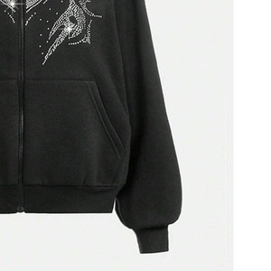 Fabricante de Ropa OEM, Sudaderas con Pedrería, Sudaderas con Cierre y Pedrería con Logotipo Personalizado para Hombre - Product Image 3