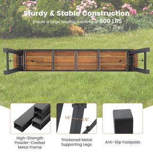Conjunto de Banco Plegable Rectangular de Madera de Acacia para Comer, Acampar y Hacer Barbacoa - Product Image 4