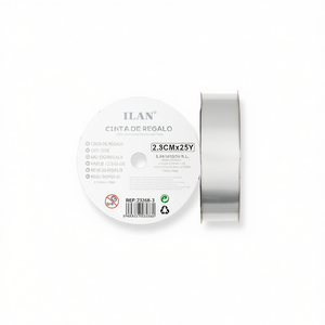 Cinta de Regalo Ilan de 2.8 cm x 25 yardas, Color Plata, para Envolver Regalos - Product Image 1