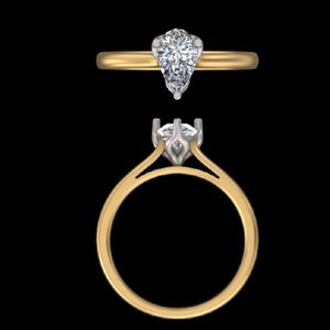 Bague de fiançailles minimaliste en or jaune 14k 18k avec diamant en forme de poire de 1,00 carat, solitaire simple, bijoux de mariage en forme de goutte d'eau - Product Image 3