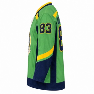 Camiseta de hockey sobre hielo verde mediano personalizada, sublimada, con cordones, cuello en V, para entrenamiento de equipo, con logo y número cosidos, de gran tamaño y peso pesado. - Product Image 3