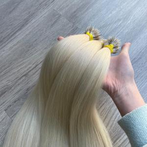 Color 1001 Human Remy Nano Ring Links Extensiones de cabello Rubio Queratina Straight European Micro Beads Hair - Product Image 4