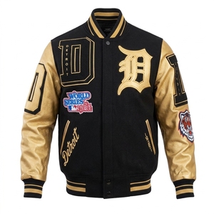 Chaqueta Varsity Personalizada al por Mayor, de Invierno, 100% Algodón, Forro Polar, Resistente al Viento, Doble Botonadura, con Bordado, Unisex, Estilo Urbano - Product Image 5
