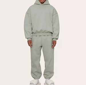 Sweat à capuche oversize pour homme avec cordon de serrage, col croisé, épaules tombantes, devant uni et poignets côtelés - Product Image 2