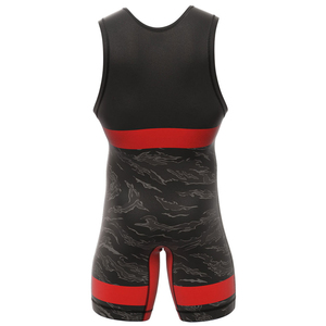 Combinaison de lutte unisexe ajustée, impression par sublimation, noir et rouge, vêtements d'arts martiaux mixtes pour adultes, tissu extensible en spandex respirant - Product Image 3