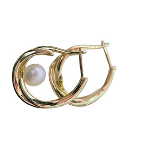 ต่างหูห่วงทองคำแท้ K ใหม่ รุ่น 925 พรีซิชั่น ประดับมุกทองธรรมชาติ 9-10 มม. ผลิตอย่างไร้ตำหนิ ใช้งานได้หลากหลายและมีสไตล์ - Product Image 5