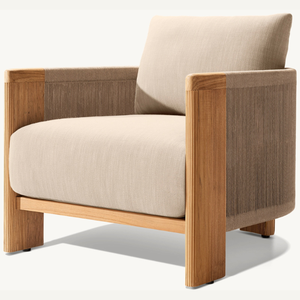 Fauteuil simple en bois avec accents en rotin, équipé de repose-bras robustes et durables, pour l'intérieur ou l'extérieur. - Product Image 4