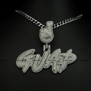 Colgante de Doble Capa con Nombre en Moissanita de Corte Brillante Redondo, Plata de Ley 925, Colgante de Boda para Hombre y Mujer de Phoenix Enterprise - Product Image 1