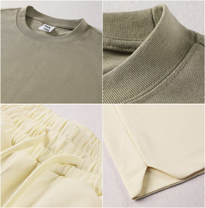 ชุดเสื้อยืดและกางเกงขาสั้นผู้ชายสำหรับฤดูร้อน ระบายอากาศได้ดี 2 ชิ้น คุณภาพสูง สวมใส่สบาย ผลิตจากโพลีเอสเตอร์/คอตตอน - Product Image 2