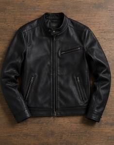 Unisex PU Leather Quilted Jacket Slim Fit <b>Mandarin</b> Collar Zipper Closure Black Winter Style Discharge Front Hooded Vintage - Product Image 4