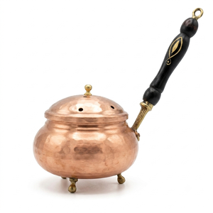 Handcrafted Hammered Copper Incense <b>Burner</b> Wooden Handle Bakhoor <b>Burner</b> Oud <b>Burner</b> Charcoal Censer Home Decor OEM ODM Gift - Product Image 1
