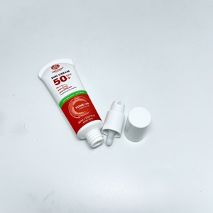 Trendy New Design White PE Tube with White Pump Cap for <b>Sunscreen</b> Cream Cosmetics featuring Modern Curved End Sealing - Product Image 5