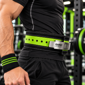 Cinturón de Levantamiento de Pesas Ajustable de Neopreno Rhino Fitness, Protección Profesional, Color Verde Neón, Soporte Lumbar Duradero para Adultos - Product Image 2