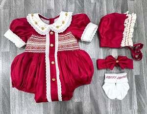 Ensemble élégant pour bébé garçon et fille en coton biologique smocké, coupe ample, doux, confortable, respirant, motifs floraux et animaux, pour enfants et tout-petits - Product Image 3