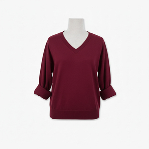 Suéter de punto con cuello en V, personalizado, informal, estándar, 100% acrílico, color sólido, antiarrugas, OEM/ODM, hecho en Vietnam. - Product Image 1