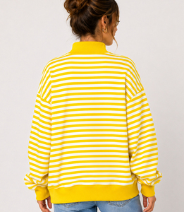 Sweat-shirt oversize à col montant pour femme, imprimé rouge avec inscription « Go Team », style décontracté, 100 % coton tricoté, manches longues, automne - Product Image 4