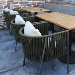Modern Rope Living Room <b>Chair</b> with Metal Legs Solid Back Cushioned Armchair Tropical Design Outdoor Leisure Seat - Product Image 5