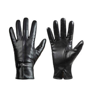 Guantes de Trabajo para Hombre, Cómodos, Económicos, Negros, con Pantalla Táctil, de Cuero Cosido, para Invierno, para Mujer - Product Image 1