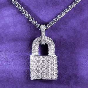 Collar con Colgante de Candado Delicado de Plata con Moissanita Iced Out, Estilo Hip Hop, Nuevo Diseño - Product Image 1