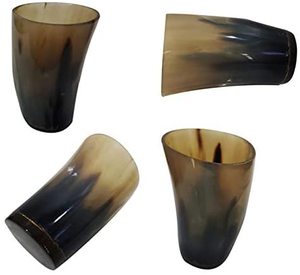 Antique Design Natural Horn Short <b>Glass</b> Bear Drinking Koi <b>Cup</b> Exquisite Carved Animal Style Handcrafted Direct Business Gifts - Product Image 6