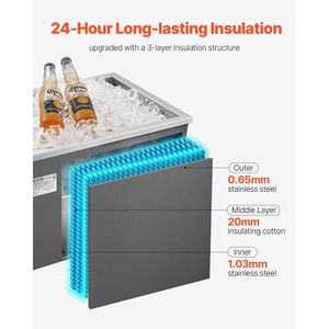 Frigorifero da Incasso in Acciaio Inox 20L X 14W X 12H, 31,7 Quarti, Attrezzatura da Cucina Commerciale per Esterni con Coperchio - Product Image 3