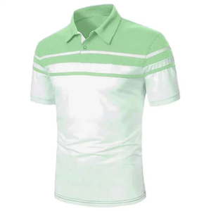 Men's Short Sleeve Striped Knitted <b>Polo</b> Shirt Regular Fit Casual Black <b>White</b> Color Blocked - Product Image 5